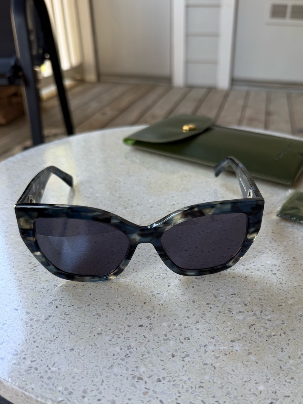Longchamp Blue Tortoiseshell Cat-Eye Sunglasses